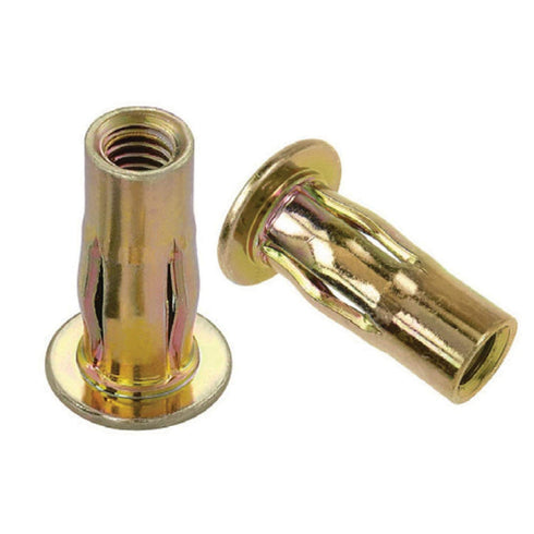 Metal Magery Steel PRE-BULBED Shank Threaded Insert Multi Grip Rivet Nut 5/16-18 X .020-.280 Grip Range Gold Zinc Finish (Pack of 25)...