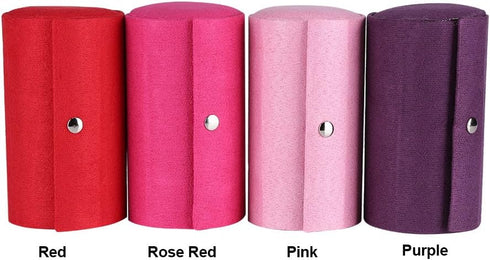 Fdit Retro Cylinder Shaped Jewelry Box Velvet Three-Layer Roll-up Snap Jewelry Storage Organizer Earrings Holder for Girls Women (Purple)...