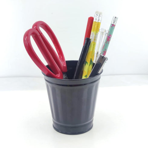 AITING Mini Trash can & Iron Garbage can Pencil Cup Holder 2pcs (Black)...