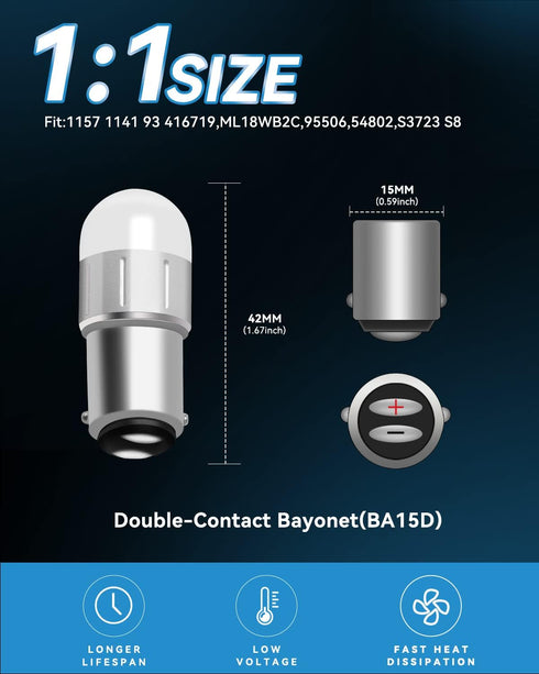 1076 Led Bulb BA15D 1176 1142 1004 90 Bulb S8 10-30Volt AC/DC for Outdoor Landscape Patio Lighting,Deck Step Pathway Lights,Interior RV Camper Mot...