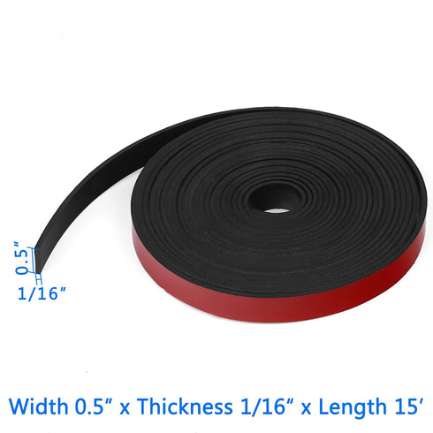 WochiTV Adhesive Solid Rubber Strips, 1/2" Wide x 1/16" Thick x 180" Long Self Stick Black Neoprene Rubber Rolls Perfect for DIY Insulation Cushio...