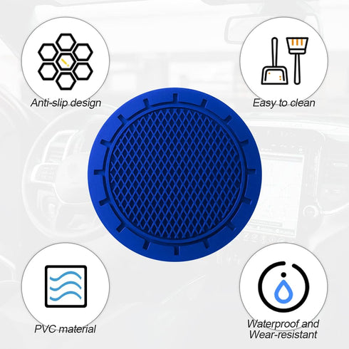 4 Pack Car Cup Holder Coaster, 2.75 Inch Diameter Non-Slip Universal Insert Coaster, Durable, Suitable for Most Car Interior, Car Accessory for Wo...