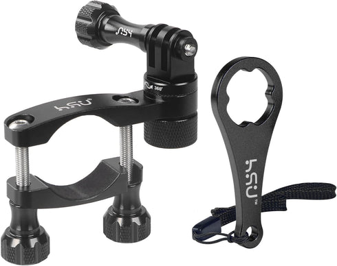HSU Bike Handlebar Mount for Action Cameras, 360Rotation Seat Post, 0.6-1.3inch Compatible with GoPro Hero 13/12/11/10/9/8/7/6, DJI Osmo Action, A...
