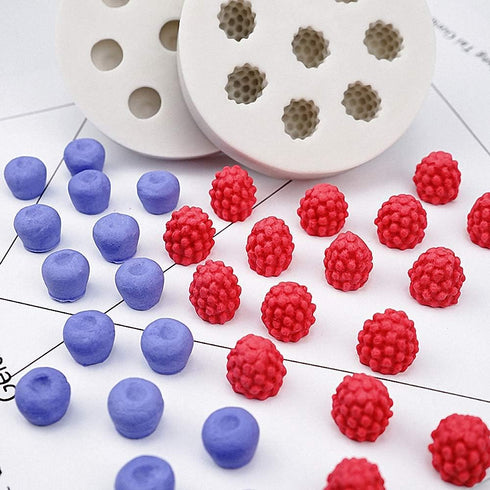2Pcs Blueberry Raspberry Silicone Fondant Mold Mulberry Mold for Chocolate Candy Cupcake Cake Decoration Handmade DIY Resin Polymer Clay Soap Embe...