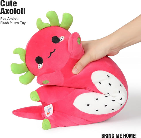PEACH CAT Long Dragon Fruit Axolotl Stuffed Animal Kawaii Pitaya Axolotl Plush Pillow Toy for Girls and Boys 19.6"...