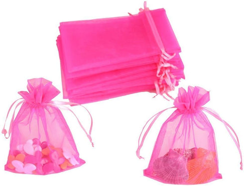 ATCG 100pcs 8x12 Inches Large Drawstring Organza Bags Decoration Festival Wedding Party Favor Pouches (Hot Pink)...