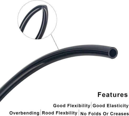 8mm x 5mm Pneumatic Tubing Pipe PU Polyurethane Tube Air Compressor Hose Line Fitting or Fluid Transfer (Black 32.8ft/10Meters)...