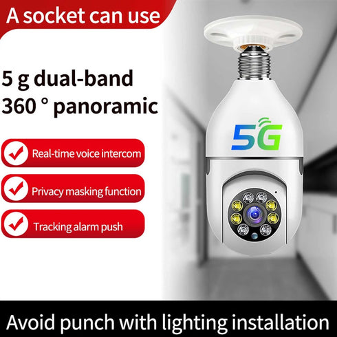 Light Bulb Security Camera,2.4Ghz & 5G WiFi Camera Light Bulb,2MP 1080P E27 Night Vision, Motion Detection,Two Way Talk,Alarm Notification,Securit...