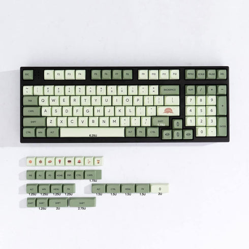 mintcaps Matcha Green PBT Keycaps Set 124 Keys XDA Profile Cute Keycaps Custom Dye-Sublimation Keyboard Keycaps for 60% 65% 70% 75% 100% Cherry Ga...