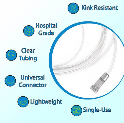 7 Foot Oxygen Nasal Cannula - 5 Pack Soft Fit Cannulas for Oxygen - Standard Kink Resistant Lightweight Oxygen Tubing Cannula...
