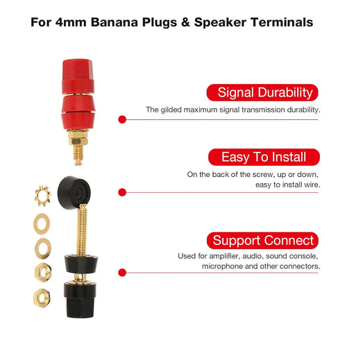4 Pcs Banana Socket Test Probe Audio Speaker Terminal Binding Post Banana Plug Jack Socket Adapter Connector for 4mm Banana Plugs Black and Red...
