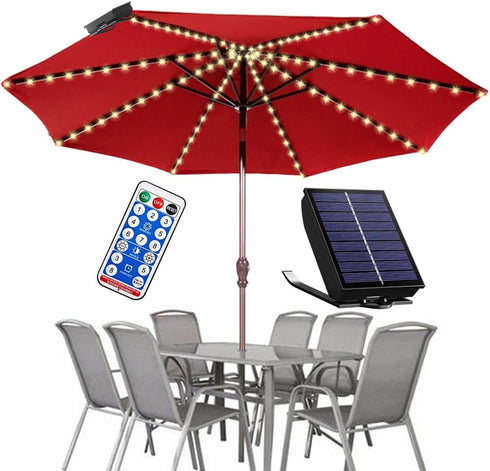 Solar Umbrella Lights Outdoor, Waterproof Solar Powered Patio Umbrella Lights Strings with 104 LEDs 8 Lighting Modes Remote Control, 2024 Upgraded...