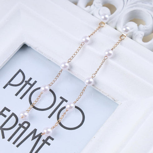 Boho Pearl Drop Dangle Earring Gold Long Tassel Pearl Earrings Tiny Pearl Chain Earrings Vintage Earrings Jewelry for Women and Girls (Gold)...