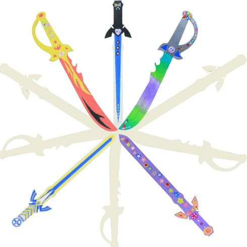 Wooden sword Ninja Pirate Style Toy Sword, Unfinished Wooden Crafts, DIY Crafts Painting Set, kids Ninja, Warrior, Viking kids Role Playing, Games...