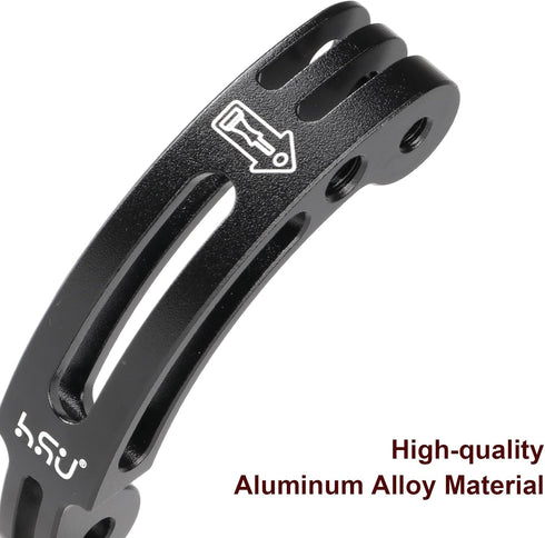HSU Aluminum Alloy Curved Extension Arm (3”) Metal Pole Mount Helmet Stick Extension Arm Mount for Hero 12/11/10/9/8/7/6 Black, DJI Osmo Action 4/...