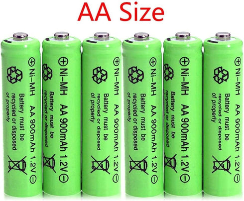 10 Packs 1.2V AA 900mAh Ni-MH Rechargable Batteries for Solar Lights, Garden Lights, Remotes, Mice...