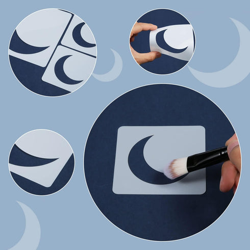 SAVITA 16pcs Moon Stencils for Crafts, Moon Template Plastic Painting&Drawing Crescent Stencil Reusable Moon Stencils for Painting Home Decoration...