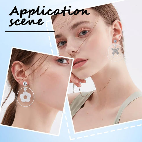 50Pcs 50mm Round Beading Hoops Beaded Earring Making Hoops Silver Ear Brass Link Hollow Frame Circle Rings for DIY Jewelry Making Earring Bulk Key...