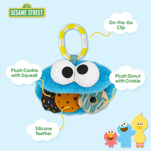 KIDS PREFERRED Sesame Streed Cookie Monster On The Go Activity Toy with Silicone Teether for Newborns...