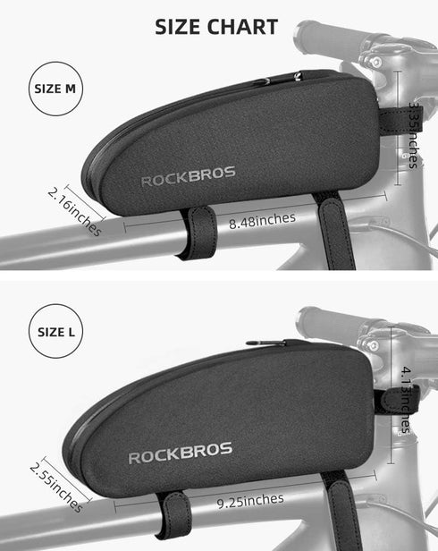 ROCKBROS Bike Top Tube Bag Bicycle Front Frame Bag Waterproof Bike Pouch Pack Bike Phone Bag Cycling Accessories Pouch for Mountain Road Bike Larg...