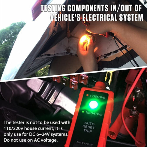 Power Circuit Probe Tester with Overload Protection and Component Activation, Polarity Identify Continuity Short Circuit Tester 6-24V with LED Tes...