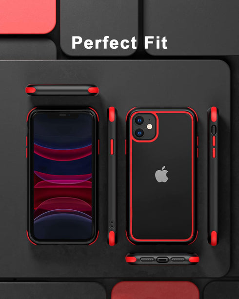 for iPhone 11 Crystal Clear Case, with Multicolor Protective Shockproof Bumpers, Not Yellowing Anti Scratch Transparent Hard PC Back & Soft Silico...