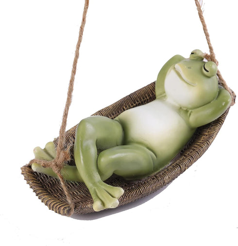 Frog Statues for Garden Outdoors Hanging Sleeping Frog Sculptures Swing Home Décor...