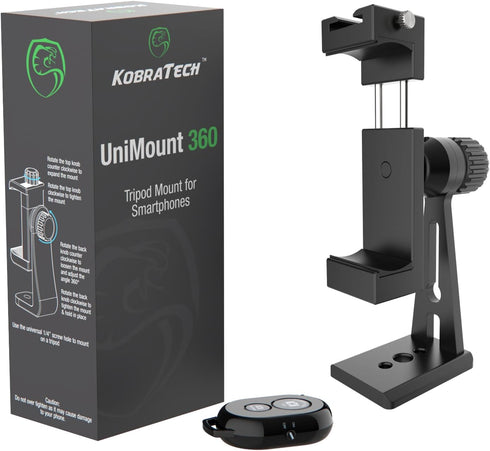 Metal Phone Tripod Mount - UniMount 360 Pro Heavy Duty iPhone Tripod Mount with Bluetooth Remote Shutter...