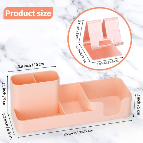 LETURE Pen Holder for Desk, Desktop Organizer with Mobile phone holder/Pencil Holders/Sticky Note Tray/Paperclip Storage and Office Stationery Acc...