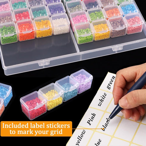 RJ-Sport 56 Grids Diamond Art Bead Organizer Box, Compact & Portable Clear Plastic Case for Jewelry & Gems Storage and Organizing...