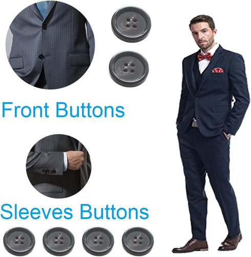 22 Pieces Real Horn Buttons Set for Blazers Suits Coats 15MM 20MM Natural Black Buffalo Horn Blazer Buttons Suit Buttons for Men (Black)...