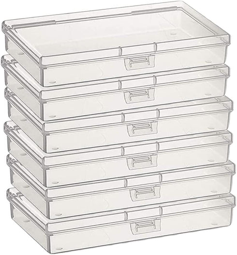 6 Pcs Clear Storage Box, Rectangular Plastic Containers Case with Lid for Pills, Jewellery, Tiny Bead, Herbs, Craft Items...