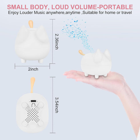 Portable Bluetooth Speaker, Cute Cat Mini Wireless Speakers with Loud Stereo Sound, Built-in Mic, Super Bass, Dual Pairing,40H Playtime,Birthday G...