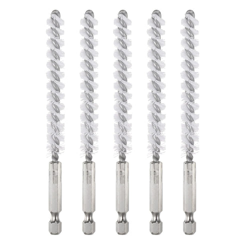 5Pcs Nylon Bore Brush 9mm Dia Cleaning Twisted Wire Brush Tube Pipe Cleaner with Handle 1/4 Inch Hex Shank for Tubes, Ports, Bearings...