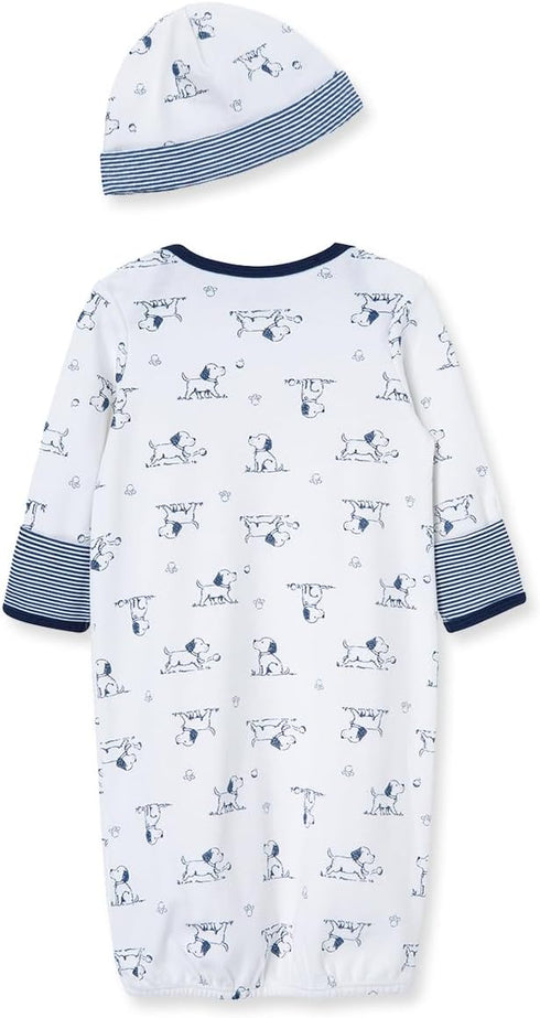 Little Me Clothes for Baby Boys' 2-Piece Nightgown and Cap Set 100% Cotton with Elastic Bottom, Baby Essentials, 0-3 Months...