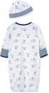 Little Me Clothes for Baby Boys' 2-Piece Nightgown and Cap Set 100% Cotton with Elastic Bottom, Baby Essentials, 0-3 Months...