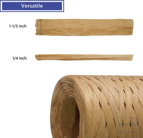 Raffia Ribbon for Gift Wrapping, Packing Paper Twine String, Craft Ribbon for Crochet - 1/4'' Wide, 109 Yards...
