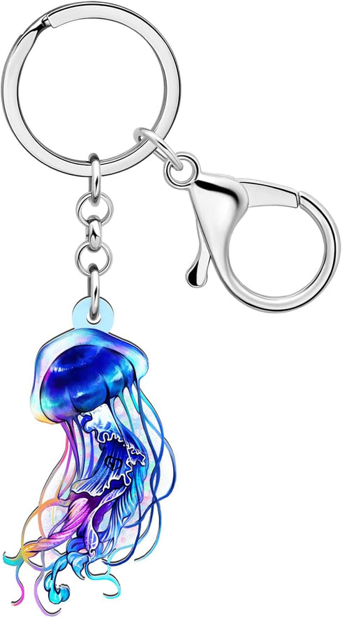 Anime Sea Turtle Keychain Acrylic Octopus Jellyfish Crab Whale Shark Ocean Animal Key Chain Accessories for Women Girl...