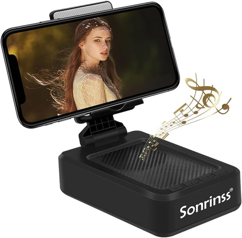 Cell Phone Stand with Wireless Bluetooth Speaker Compatible for Any Smartphones,Anti-Slip Design Phone Holder with HD Surround Sound Bluetooth Spe...