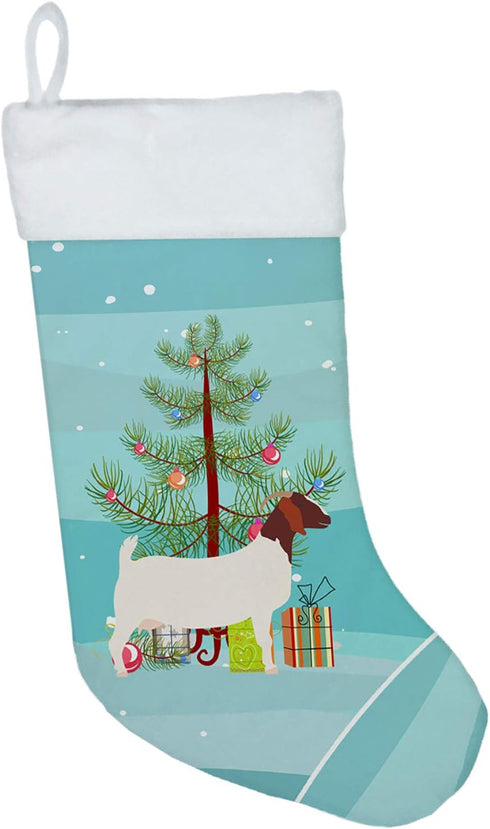 Caroline's Treasures BB9253CS Boer Goat Christmas Christmas Stocking, Teal Fireplace Hanging Stockings Christmas Season Party Decor Family Holiday...