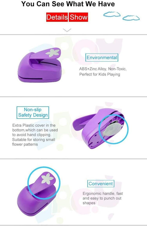 Craft Lever Punch DIY Handmade Craft Punch Paper Punch for Festival and Greeting Card Making Ten Shapes Choices (White 0.7X0.7inch square-1inch Ci...