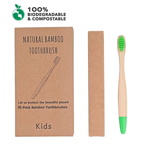 OUTIN Kids Bamboo Toothbrushes 20 Pcs Soft Bristles, Children Wood Toothbrush Colorful Eco Friendly Biodegradable Wooden Handle Tooth Brush, Multi...