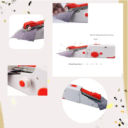 Handheld Sewing Machine Mini Professional Battery Powered, Portable Electric Stitching Machine for Beginners, Red Ergonomic and Compact Hand Sewer...
