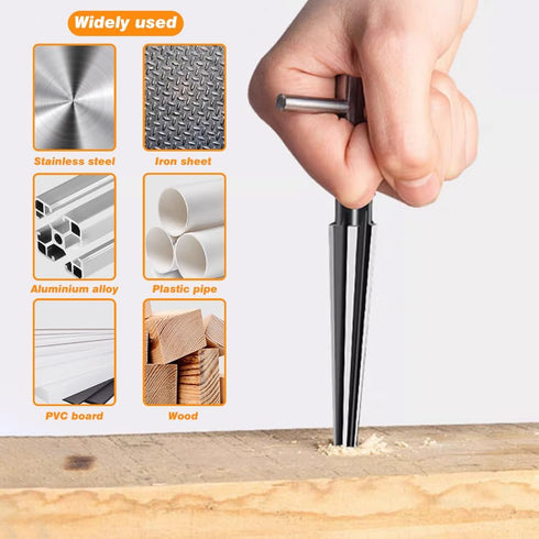 2Pcs Bridge Pin Hole Reamer, 3-13mm(1/8''-1/2'') & 5-16mm(½-5/8") T Handle Taper Reamer Set, 6 Fluted Chamfer Reaming Tool, Bridge Pin Hole Handle...