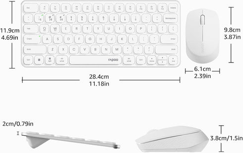 Rapoo 9010M Multi-Device Keyboard and Mouse Combo, 2.4GHz/Bluetooth 5.0/4.0 Wireless Keyboard & Mouse Set for Windows/Mac/Linux/Chrome, Support 4 ...