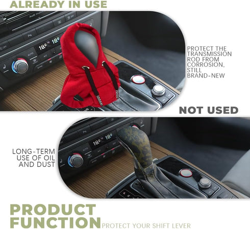 Car Shift Gear Cover, Fashionable Hoodie Auto Gear Shift Knob Protector, Soft & Comfortable Sweater Shirt Shifter Stick Protector Decoration, Univ...