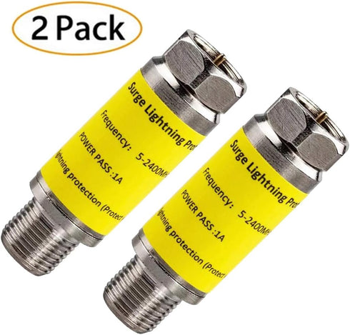 Cable Protector for TV - 2PCS Coaxial Surge Protector for Satellite Antenna Cable TV ?Surge Lightning Protector for TV Antenna...