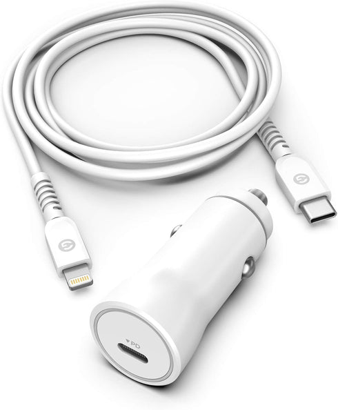 Galvanox Ultra-Fast iPhone Car Charger with Lightning to USB Type-C Cable (MFi Apple Certified) Rapid Charging Power Adapter (for iPhone 14/13/12/...