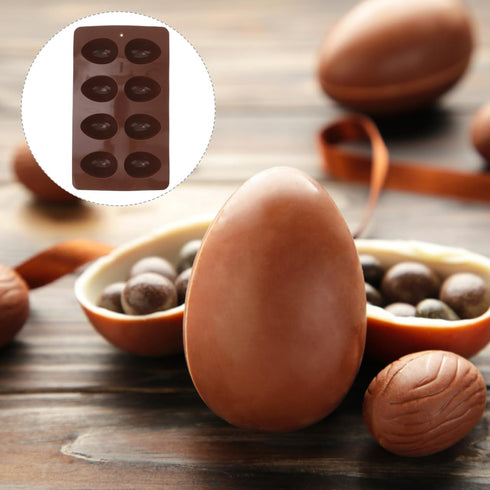 Amosfun Silicone Baking Cake Mold 8-Cavity Easter Egg Shaped Molds for Diy Cooking Perfect for Chocolate Muffins and Cakes - Coffee Color 10.62 X ...