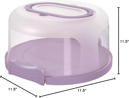 Round Cake Carrier Two Sided Cake Holder Serves as Five Section Serving Tray, Portable Cake Stand Fits 10 inch Cake, Cake Box Comes With Handle, C...